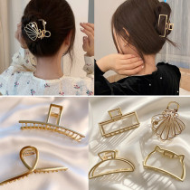 ins Minimalist style metal clip girl shark clip hairpin Large bath hair grab Korean back of the head headdress woman