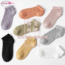 Socks Lady Short Socks Shallow Mouth Spring Summer Pure Cotton Summer Thin middle cylinder mesh breathable deodorant Spring-fall short cylinder