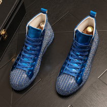 Tide Cards High Bunch Shoes Men 2022 New Wave Shoes Spring High Bonboard Shoes Fashion Personality Water Drill to help Martin boots