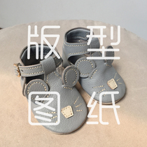  BON handmade leather goods Mickey toddler shoes Baby childrens shoes version drawings paper grid DIY hand-made