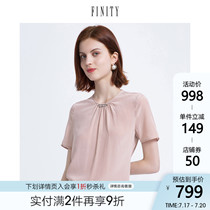FINITY2021 summer dress new solid color silk chiffon shirt female temperament age reduction light casual pullover