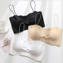 Summer Ice Silk traceless back underwear with chest pad anti-light wrap chest one-piece bra bra sling vest female