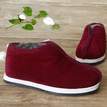 Winter lasagna cloth base warm mens shoes corduroy set loafers womens shoes anti-wear thickening cotton cotton shoes mens velvet