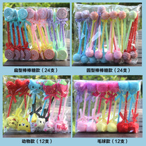 Korean creative stationery gifts cute lollipop ballpoint pen Plush cartoon bow pen student summer prizes