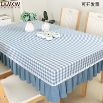 Table set cotton linen tablecloth cloth cover kindergarten desk tablecloth cover household Plaid rectangular coffee table meal customization