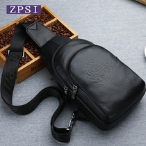 2021 new leather breast Bag Mens shoulder bag fashion casual mens bag shoulder bag cowhide Korean version of Tide brand backpack