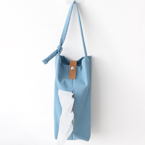 Lanyard tissue cover ins Nordic hanging car cotton linen fabric car box toilet household wall-mounted bag