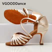 VGOOD Latin dance shoes female adult soft bottom high heel professional national standard dance Lumba precisely practice Dancing Shoes