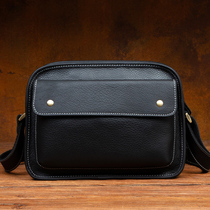 Slow time head layer cowhide sash shoulder bag casual backpack mens shoulder bag Street trend leather leather mens bag shoulder bag