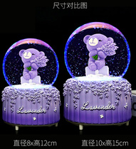 Luminous crystal transparent ball rotating music box Music Box Music Box snowflake cute cat girl Childrens Day birthday gift