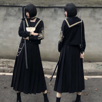 Peacock Yin original bad jk uniform suit Full set of dark orthodox sailor suit Girl middle suit Summer dress long skirt