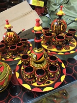 Sichuan Liangshan Ethnic Minority Featured Handicraft Zhaojue Yi Lacquer Wine Glasses Wine Glass Wine Pot Folk Characteristics