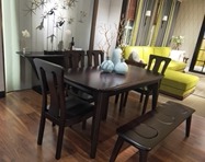 Huaz-full solid wood walnut wood dining table 1 5 m VX6808 Gift Chairs * 2 Strip Benches