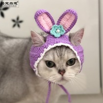 Handmade pet cat rabbit ear headgear rabbit cat cat hat cute birthday decorations headdress dress