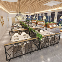 Restaurant iron partition decoration flower stand low wall fence railing hotel half hot pot restaurant deck green flower basket screen