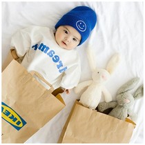 ins Wind one hundred days old baby photo props children photography theme shooting Kraft paper bag blue clothing