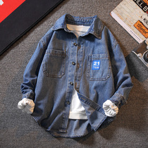 South Korean childrens clothing boys spring clothing denim shirt 2022 new CUHK child Han version foreign air boy Spring and autumn shirt