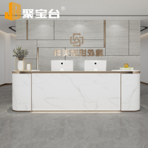 Brief Modern Beauty Salon Bar Desk Collection Silver Terrace Arched Light Extravagant Company Front Reception Desk Hotel Educational Institution