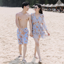 Couple swimsuit summer 2021 new womens belly thin seaside hot spring mens beach set water park