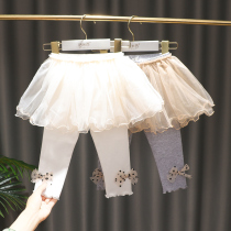 2022 spring girl girl triple mesh dress pants 0-1-3 year old baby princess hit bottom pants pure cotton long pants south korea