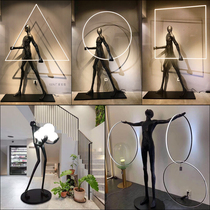 Humanoid art sculpture ball-holding floor lamp Designer creative lion hotel living room lobby exhibition hall Large human body