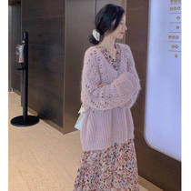 2021 French Platycodon grandiflorum Chiffon pregnant women dress autumn and winter sweater sweater two-piece womens