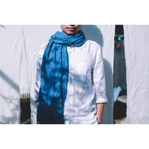 Blue continuation of ancient Bai tie-dyed cotton scarf shawl Non-heritage natural blue dye Grass dye Plant dye