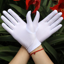 Male and female high elastic thin spandex white etiquette gloves spring and summer performance Dance Security Jewelry Attendant Sunscreen Tea
