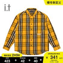 it fingercroxx mens plaid shirt autumn winter casual long sleeve logo print 185XF