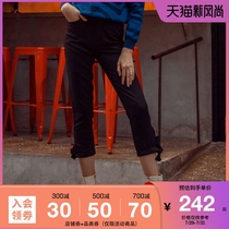 it ccaabb womens slim three-point pants fashion hems knotted design 043XB