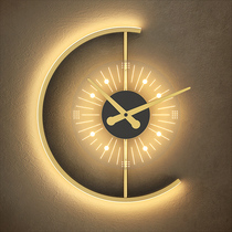 Clock wall lamp bedhead light luxury living room background wall lamp science and technology shape decoration charging free wiring