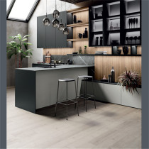 Debey overall cabinet custom gray love grid board Debey light luxury open kitchen kitchen cabinet custom-made