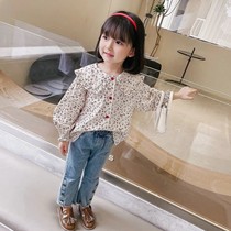 Girl shirt autumn 2021 New Girl foreign style fashion lapel flower children spring and autumn baby long sleeve shirt