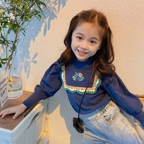 Girl t-shirt baby autumn clothing little girl foreign air pure cotton long sleeve T beat bottom shirt child thin wave blouses baby clothes