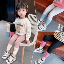 Female baby leggings spring and autumn Western style girls slim stretch pants fashionable childrens small pants all-match tide