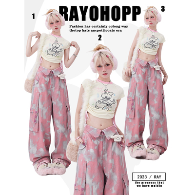 taobao agent Rayohopp this year's short -sleeved T -shirt female summer Japanese Harajuki cartoon rabbit slim short top ins