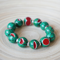 Large lacquer solid wood lacquered hand stringing beads male and female cute wind watermelon with single prose bead bracelet gift DIY material bag