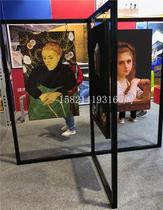 Painting exhibition photography exhibition calligraphy and calligraphy works exhibition frame black 40*40 square column display frame poster screen hanging frame
