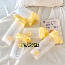 Womens group cup~Summer yellow peach flavored water cup Large capacity gentle cheese yellow portable transparent plastic cup Handy cup