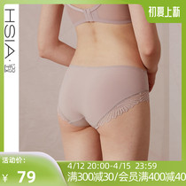 HSIA Hip Pants Female Lace Lace Floral Side Sexy Breathable Speed Dry Bag Hip Underpants Pure Cotton Bottom Crotch Mid-Waist Flat Corner Pants