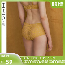 HSIA SEXY PANTS WOMAN TO YANG FLOWER OPEN HOLLOWED-OUT WHOLE LACE AIR-PERMEABLE UNSCARRED PURE COTTON CROTCH BOTTOM MIDDLE WAIST FLAT CORNER PANTS