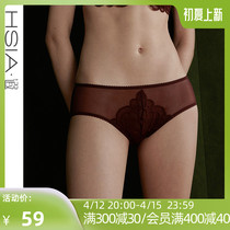HSIA Hip Pants Female Lace Sexy Breathable Mesh Yarn Pure Cotton Bottom Crotch Patch Skin-to-hip Ultra Slim Mid-Waist Flat Corner Pants