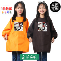 Childrens long sleeve small gown custom logo childrens apron studio dust jacket childrens anti-wearing clothes