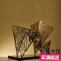 Hotel sales office model room Abstract new stainless steel hollow sculpture soft modern simple electroplated ornaments