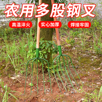 Agricultural fork fork grass iron fork Steel fork tool pitch fork Large fork King-size three-tooth dung fork Three-strand fork Bean sprout fork