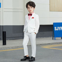 Boy white suit British style dress autumn and winter childrens suit two-piece performance small host performance