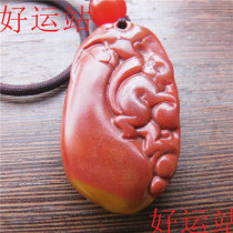 New promotion Yellow Dragon Jade twelve Zodiac savvy monkey pendant handmade pendant yellow wax stone jade jewelry first jewelry