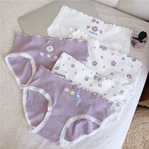Japan Summer Pure Cotton Fruit Day System Printed Thread Low Waist Triangle Briefs Cute Antibacterial Briefs 5 Bars