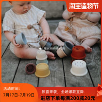 Spot Danish Mushie stacked tower cup Le Rainbow Tower Childrens baby puzzle early education toy enlightenment grip