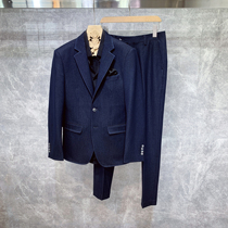 South Koreas new cowboy blue slim suit jacket mens Korean fashion fashion Ruffian suit suit suit suit